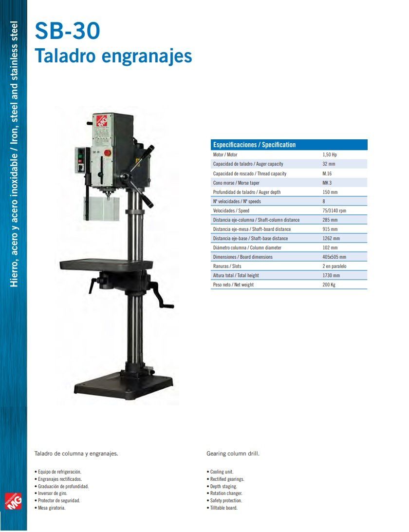 TALADRO DE COLUMNA ENGRANAJES MG